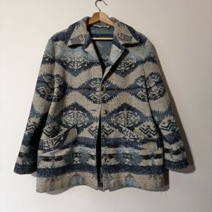 Vintage David Brooks Blue & Gray Aztec Shacket| M | Made in USA
